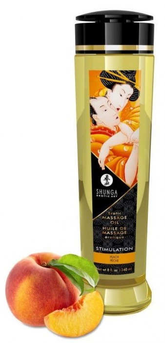 Массажное масло для тела с ароматом персика Stimulation - 240 мл. - Shunga - купить с доставкой в Балашихе