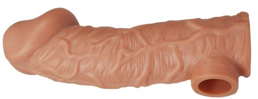 Телесная насадка на фаллос с отверстием для мошонки EXTREME SLEEVE - 17,6 см. - KOKOS - в Балашихе купить с доставкой