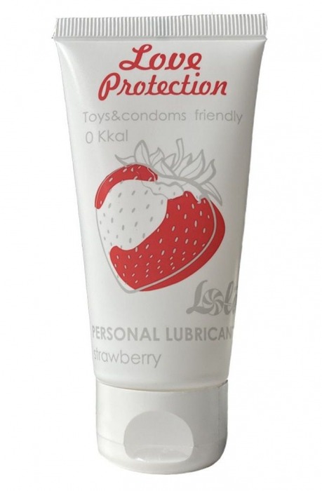 Лубрикант на водной основе с ароматом малины Love Protection Strawberry - 50 мл. - Lola Games - купить с доставкой в Балашихе