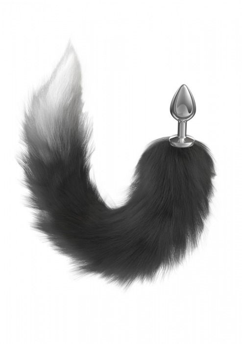 Серебристая анальная пробка с черным хвостом Galaxy - Lola Games - купить с доставкой в Балашихе