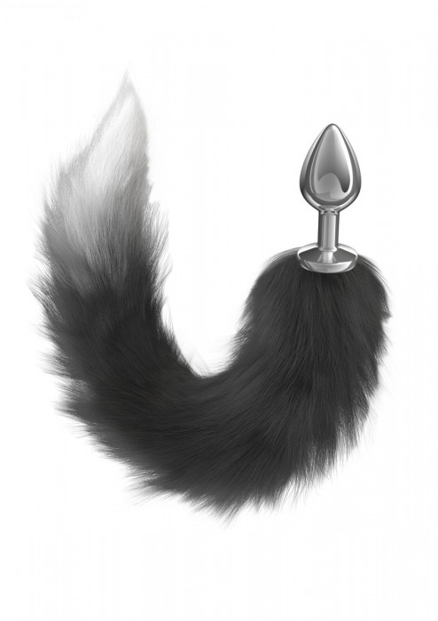 Серебристая анальная пробка с черным хвостом Starlit - Lola Games - купить с доставкой в Балашихе