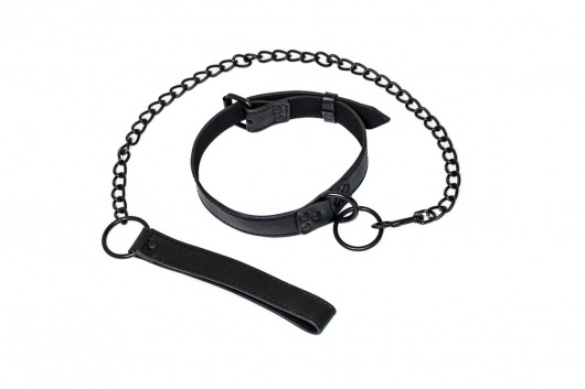Черный ошейник Sin с поводком - Lola Games - купить с доставкой в Балашихе