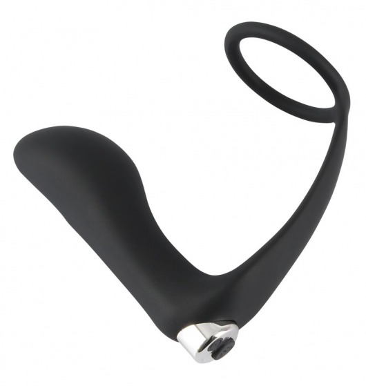 Черное эрекционное кольцо с анальной вибропробкой Vibrating Ring   Plug - Orion - в Балашихе купить с доставкой