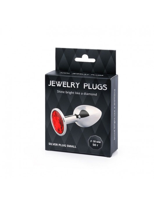 Серебристая анальная пробка с красным стразом - 7,2 см. - Anal Jewelry Plug - купить с доставкой в Балашихе