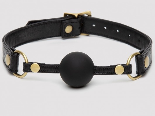 Черный кляп-шар Bound to You Faux Leather Ball Gag - Fifty Shades of Grey - купить с доставкой в Балашихе