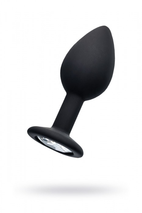 Черная анальная втулка с прозрачным стразом - 7,2 см. - POPO Pleasure - купить с доставкой в Балашихе