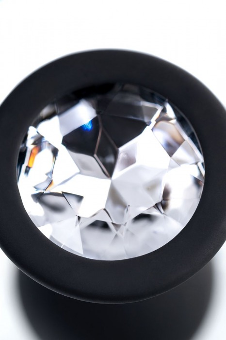 Черная анальная втулка с прозрачным стразом - 7,2 см. - POPO Pleasure - купить с доставкой в Балашихе