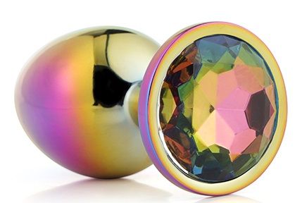 Голографическая анальная втулка с радужным кристаллом - 7,1 см. - Dream Toys - купить с доставкой в Балашихе