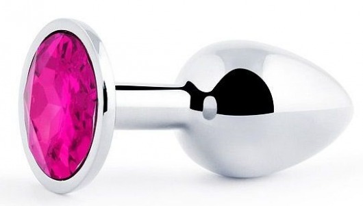 Серебристая анальная пробка с малиновым кристаллом - 7,2 см. - Anal Jewelry Plug - купить с доставкой в Балашихе