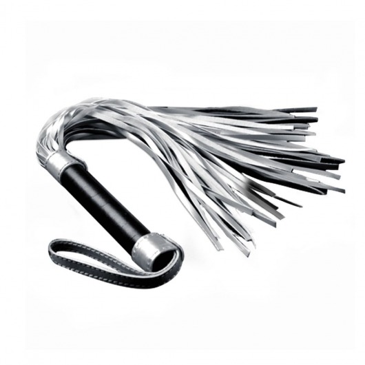 Серебристая плетка Struggle My Flogger с черной ручкой - 45 см. - Lovetoy - купить с доставкой в Балашихе