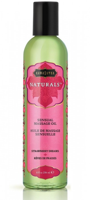 Массажное масло Naturals Strawberry Dreams с ароматом клубники - 236 мл. - Kama Sutra - купить с доставкой в Балашихе