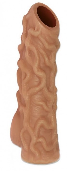 Телесная насадка с венками и открытой головкой Nude Sleeve M - 12 см. - KOKOS - в Балашихе купить с доставкой
