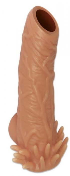 Телесная насадка с усиками и открытой головкой Nude Sleeve L - 14 см. - KOKOS - в Балашихе купить с доставкой