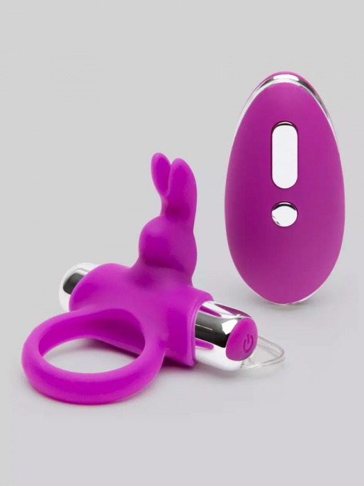 Лиловое виброкольцо с пультом ДУ Remote Control Cock Ring - Happy Rabbit - в Балашихе купить с доставкой