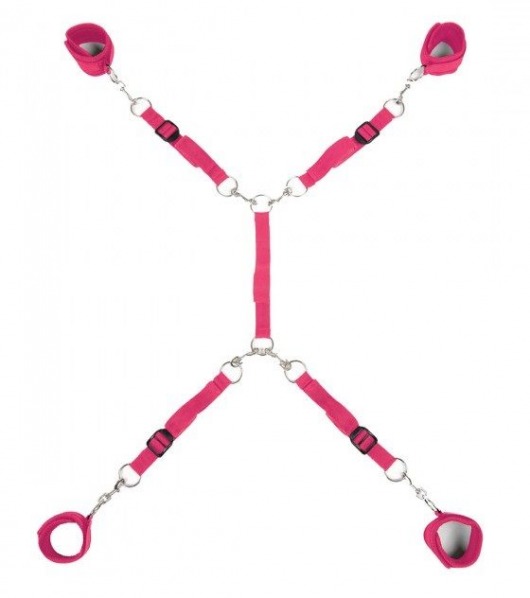 Ярко-розовый набор фиксаций на кровати Classic Bed Spreader - Lux Fetish - купить с доставкой в Балашихе