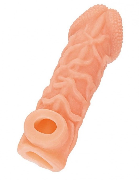 Телесная закрытая насадка с венками Cock Sleeve Size S - 13,8 см. - KOKOS - в Балашихе купить с доставкой