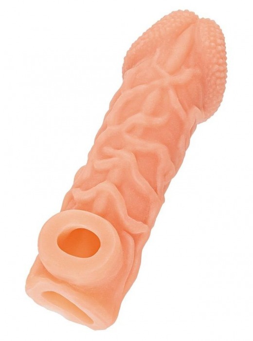 Телесная закрытая насадка с венками Cock Sleeve Size M - 15,6 см. - KOKOS - в Балашихе купить с доставкой