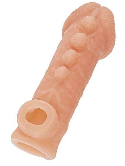 Телесная закрытая насадка с шишечками Cock Sleeve Size L - 17,6 см. - KOKOS - в Балашихе купить с доставкой