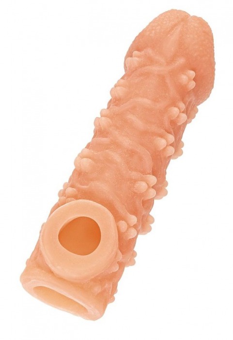 Телесная закрытая насадка с пучками шишечек Cock Sleeve Size L - 17,6 см. - KOKOS - в Балашихе купить с доставкой