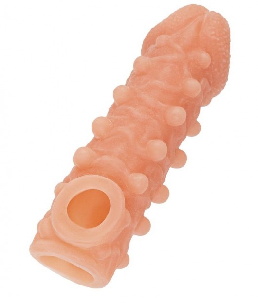 Телесная закрытая насадка с шариками Cock Sleeve Size M - 15,6 см. - KOKOS - в Балашихе купить с доставкой