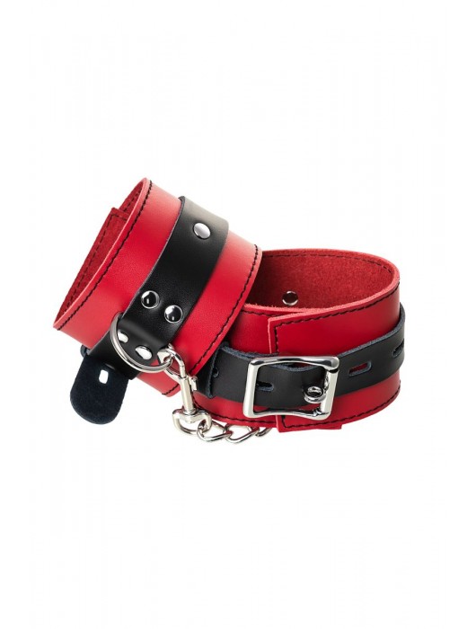 Красно-черные оковы на ноги из кожи - ToyFa - купить с доставкой в Балашихе