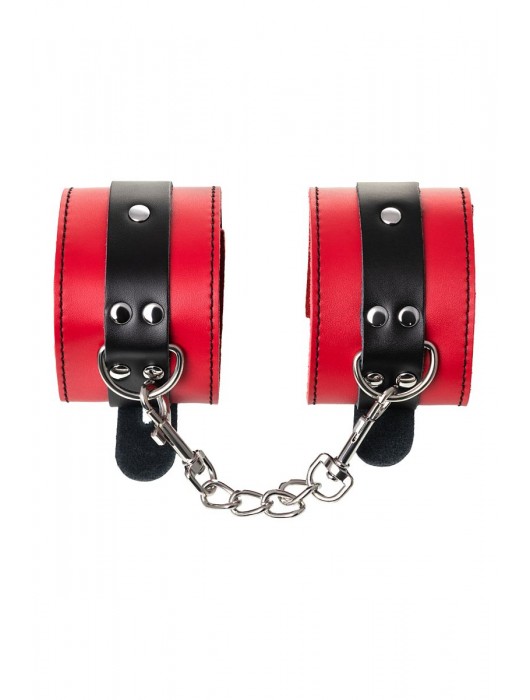 Красно-черные оковы на ноги из кожи - ToyFa - купить с доставкой в Балашихе