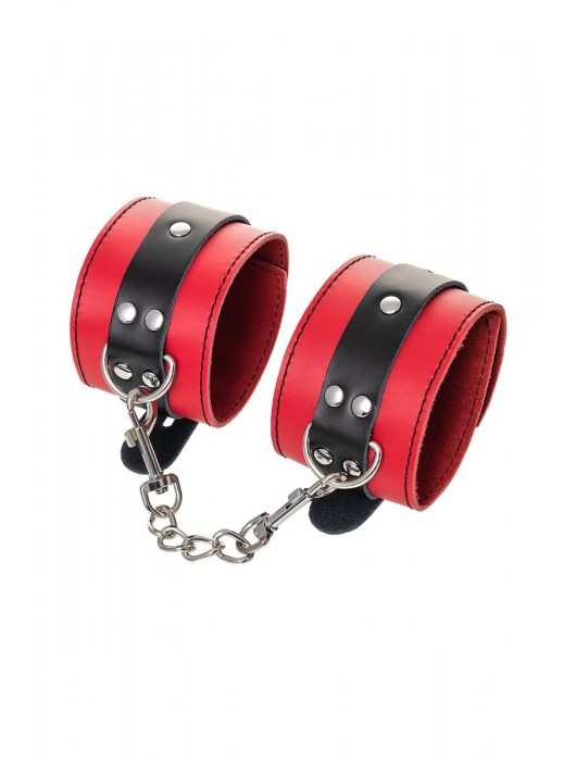Красно-черные оковы на ноги из кожи - ToyFa - купить с доставкой в Балашихе