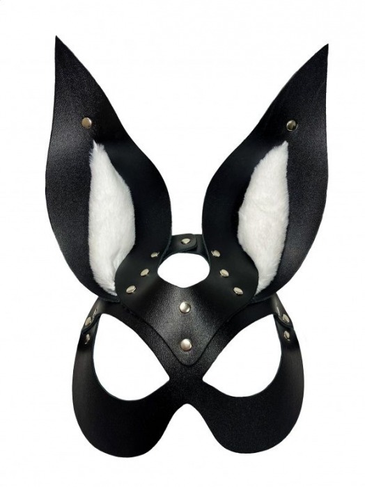 Черная маска зайки с белым мехом на ушках Miss Bunny - БДСМ Арсенал - купить с доставкой в Балашихе