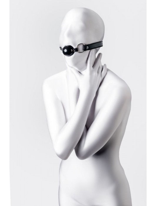 Черный кляп-шар на кожаных ремешках Anonymo - ToyFa - купить с доставкой в Балашихе