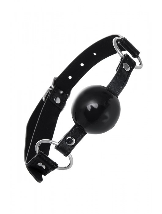 Черный кляп-шар на кожаных ремешках Anonymo - ToyFa - купить с доставкой в Балашихе