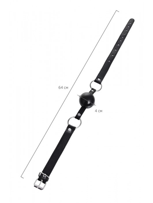 Черный кляп-шар на кожаных ремешках Anonymo - ToyFa - купить с доставкой в Балашихе