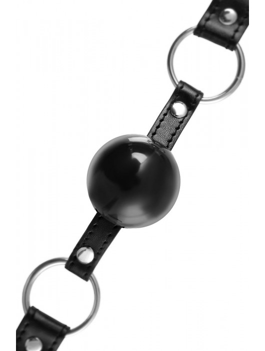 Черный кляп-шар на кожаных ремешках Anonymo - ToyFa - купить с доставкой в Балашихе