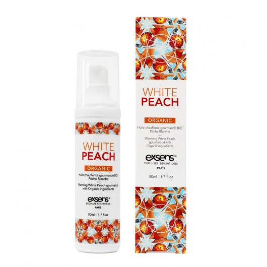 Разогревающее массажное масло Gourmet White Peach Organic с органическими ингредиентами - 50 мл. - Exsens - купить с доставкой в Балашихе