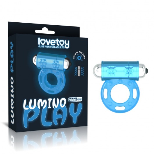 Голубое, светящееся в темноте эрекционное виброкольцо Lumino Play Vibrating Penis Ring - Lovetoy - в Балашихе купить с доставкой