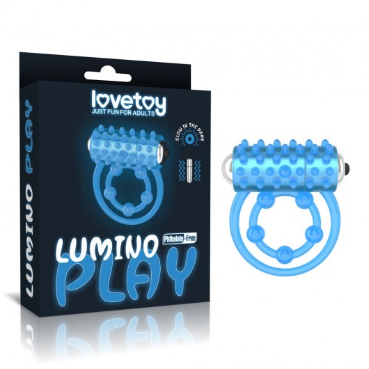 Голубое, светящееся в темноте виброкольцо Lumino Play Vibrating Penis Ring - Lovetoy - в Балашихе купить с доставкой