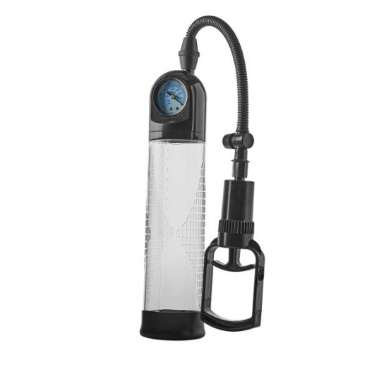 Прозрачная вакуумная помпа с манометром Deluxe Penis Pump - Dream Toys - в Балашихе купить с доставкой