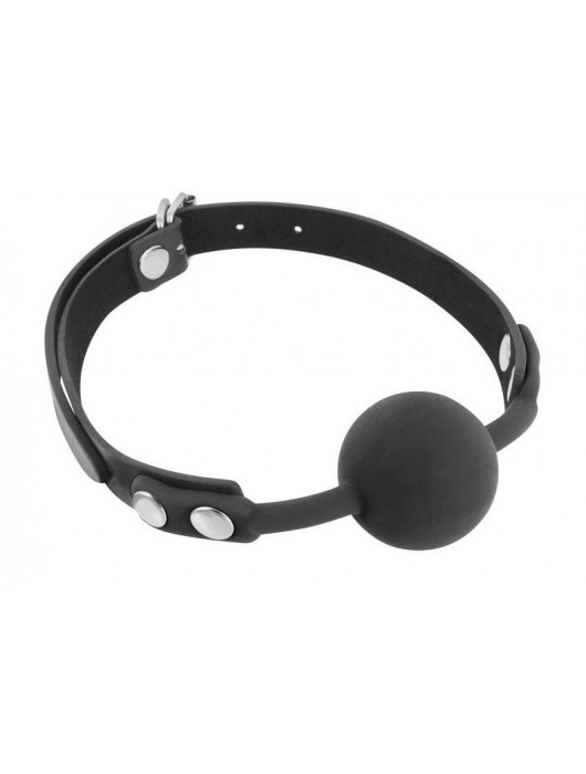 Черный силиконовый кляп-шарик на ремешках - Fetish Tentation - купить с доставкой в Балашихе