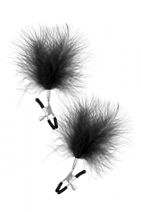 Зажимы на соски с черными пуховыми кисточками Sweet Caress Feather Nipple Clumps - Sweet Caress - купить с доставкой в Балашихе