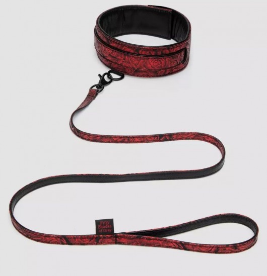 Стильный ошейник с поводком Reversible Faux Leather Collar and Lead - Fifty Shades of Grey - купить с доставкой в Балашихе