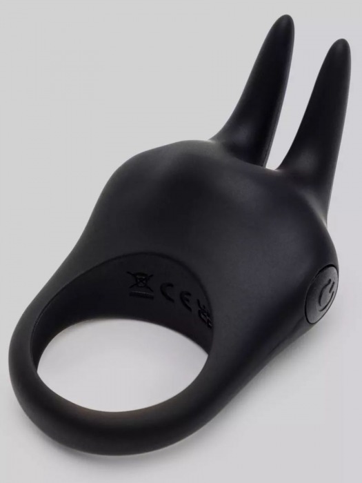 Черное эрекционное виброкольцо Sensation Rechargeable Vibrating Rabbit Love Ring - Fifty Shades of Grey - в Балашихе купить с доставкой