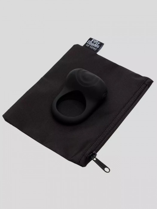 Черное эрекционное виброкольцо Sensation Rechargeable Vibrating Love Ring - Fifty Shades of Grey - в Балашихе купить с доставкой