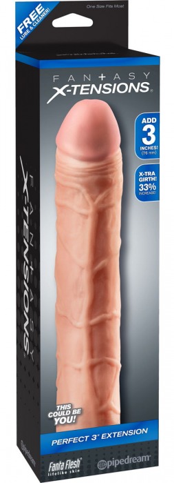 Телесная удлиняющая насадка Perfect 3 Extension - 22 см. - Pipedream - в Балашихе купить с доставкой