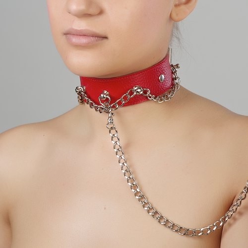 Красный ошейник из натуральной кожи - Sitabella - купить с доставкой в Балашихе