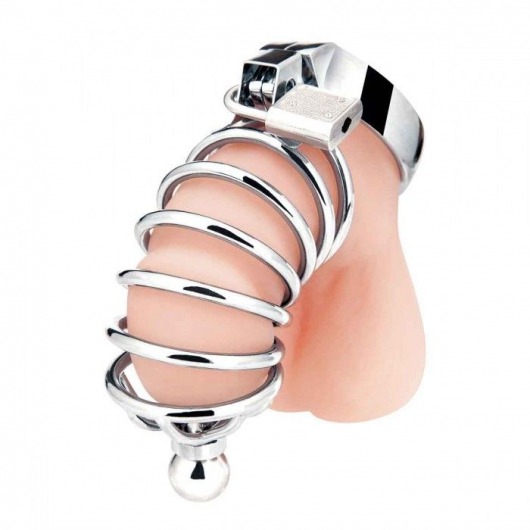 Серебристая клетка для члена Urethral Play Cage - BlueLine - купить с доставкой в Балашихе