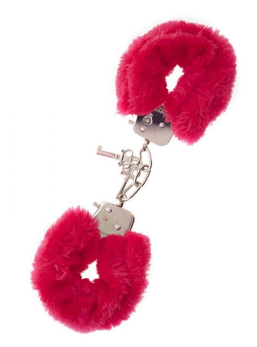 Металлические наручники с красной меховой опушкой METAL HANDCUFF WITH PLUSH RED - Dream Toys - купить с доставкой в Балашихе