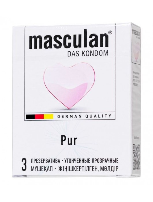 Супертонкие презервативы Masculan Pur - 3 шт. - Masculan - купить с доставкой в Балашихе