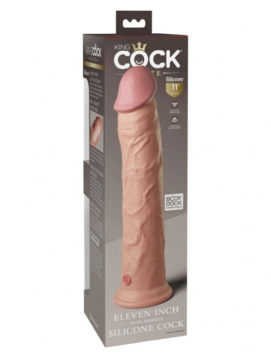 Телесный фаллоимитатор-реалистик King Cock Ellite Dual Density - 28 см. - Pipedream