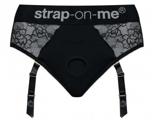 Черные трусики для насадок Diva Lingerie Harness - size S - Strap-on-me - купить с доставкой в Балашихе