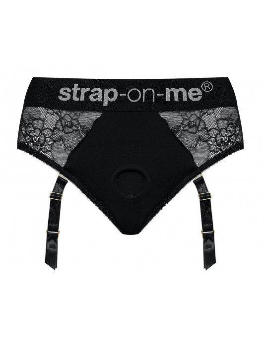 Черные трусики для насадок Diva Lingerie Harness - size L - Strap-on-me - купить с доставкой в Балашихе
