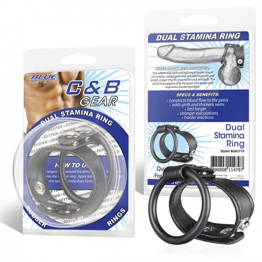 Двойное кольцо выносливости на пенис DUAL STAMINA RING - BlueLine - в Балашихе купить с доставкой
